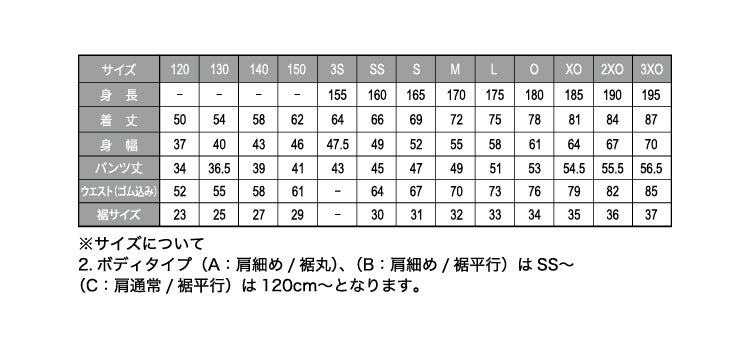 サイズ表