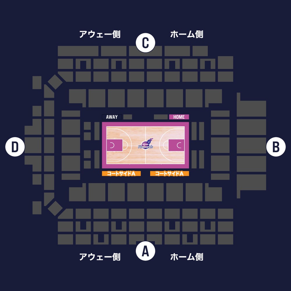 座席図（コートサイドA） 宝来屋ボンズアリーナ