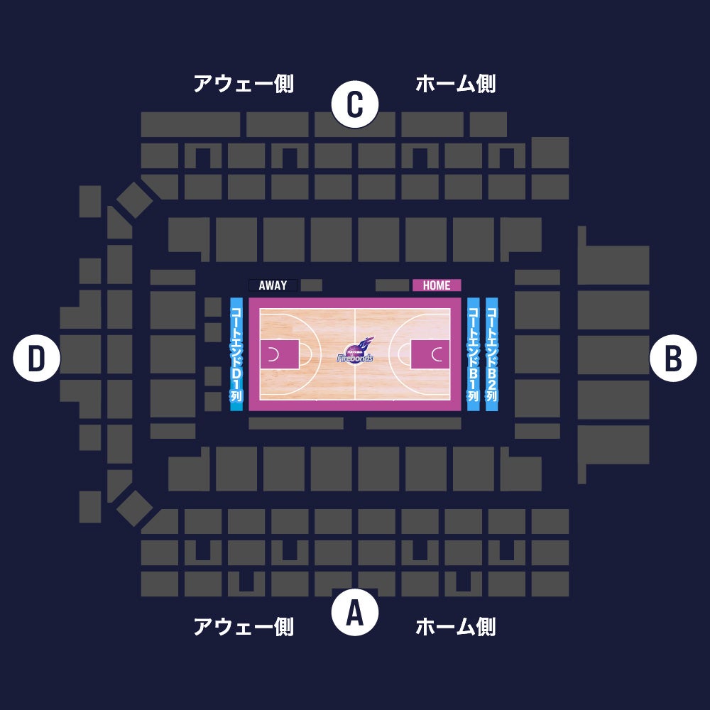 座席図（コートサイドB_D） 宝来屋ボンズアリーナ