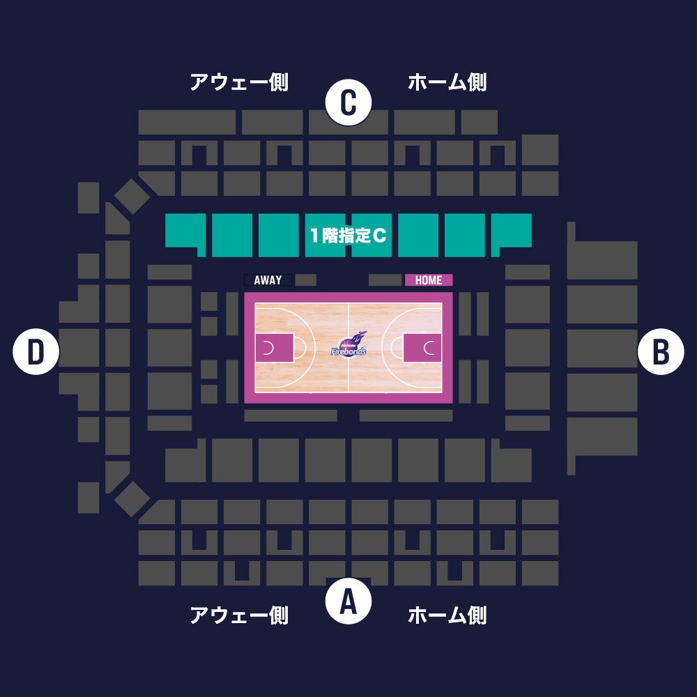 座席図（1階指定C） 宝来屋ボンズアリーナ