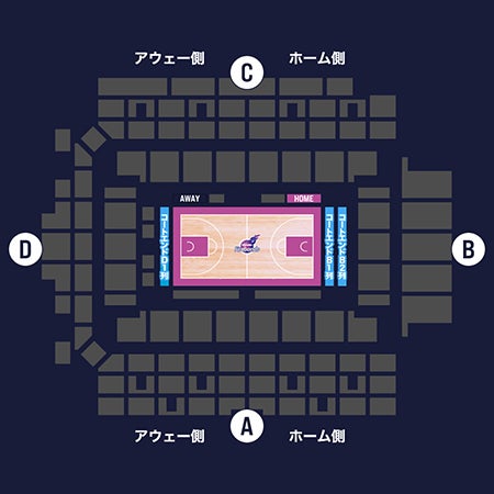 座席図（コートサイドB_D） 宝来屋ボンズアリーナ
