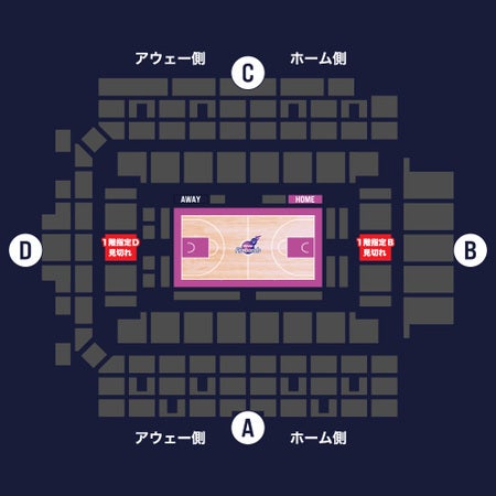 座席図（1階指定B見切れ_D見切れ） 宝来屋ボンズアリーナ