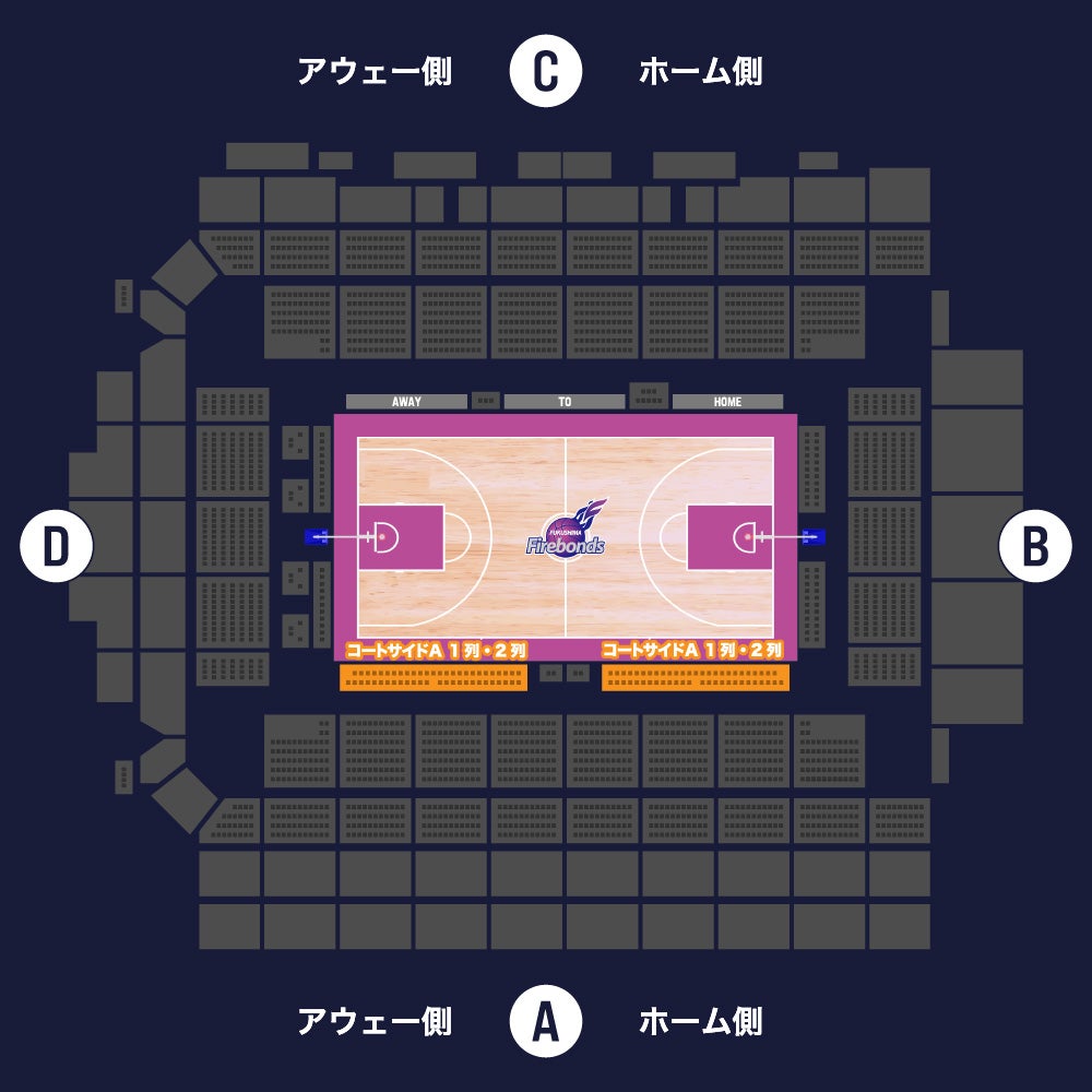座席図（コートサイドA） 宝来屋ボンズアリーナ